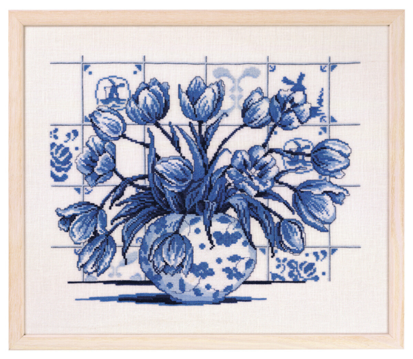 Borduurpakket Indigo Tulpen 39 x 46 cm