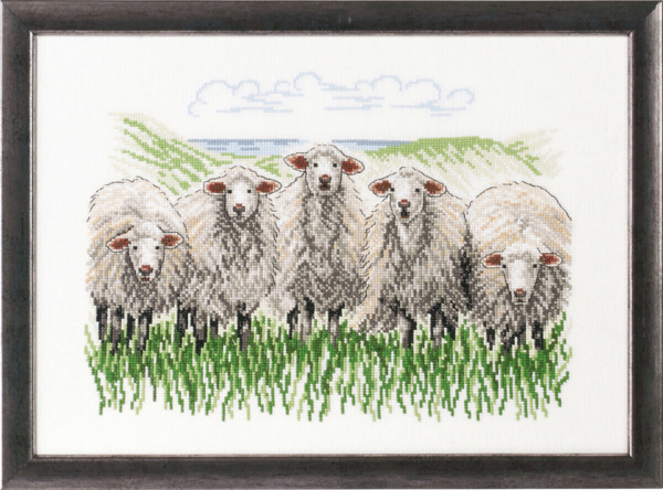Borduurpakket Schapen in het veld R5344 41 x 29 cm