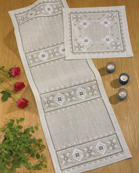 Borduurpakket Beige/ Wit 36x111cm