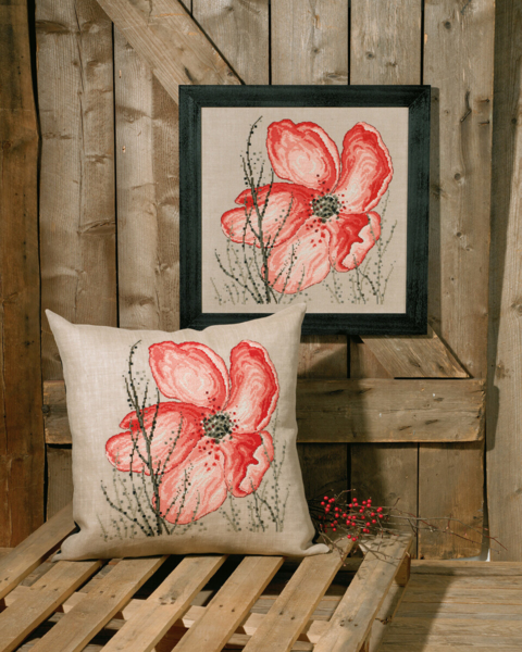Borduurpakket Papaver 60 x 60 cm