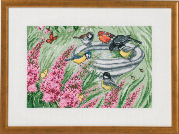Borduurpakket Vogelhuis in de tuin R5350 47 x 34 cm