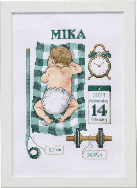 Borduurpakket Doopherinnering Mika 21 x 30 cm