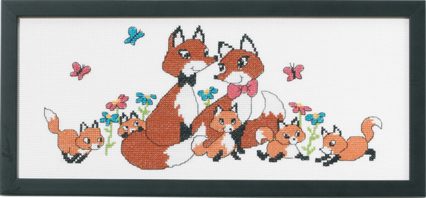 Borduurpakket Vossenfamilie 36 x 15 cm