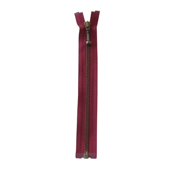 YKK Deelbare Metalen Rits 4 mm (25-65 cm) 527 Bordeaux, Antiek messing