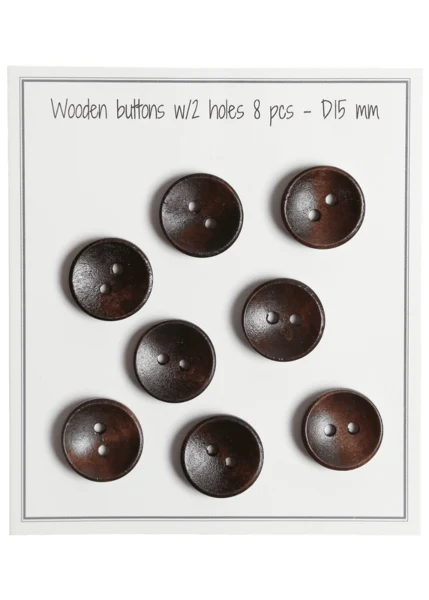 Go Handmade Diepe Houten Knopen, Donker (8 st.) 15 mm
