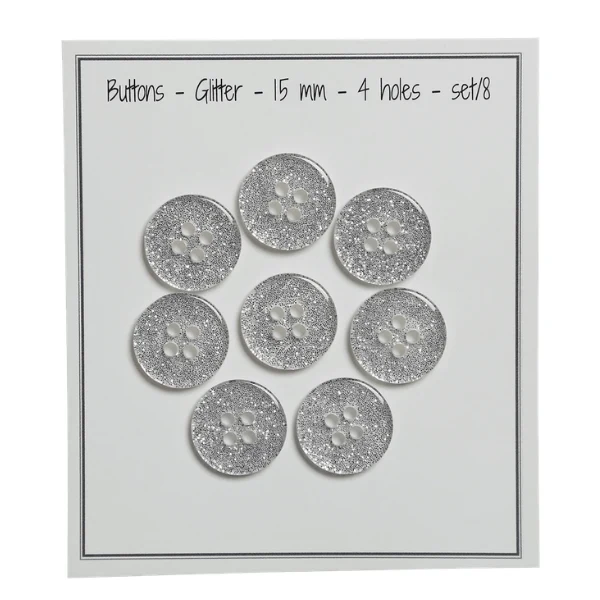 Go Handmade Glitterknopen Zilver