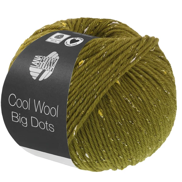 Lana Grossa Cool Wool Big Dots 107 Olijfgroen