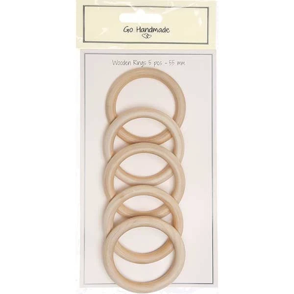 Go Handmade Houten Ringen - 55 mm - 5 stuks
