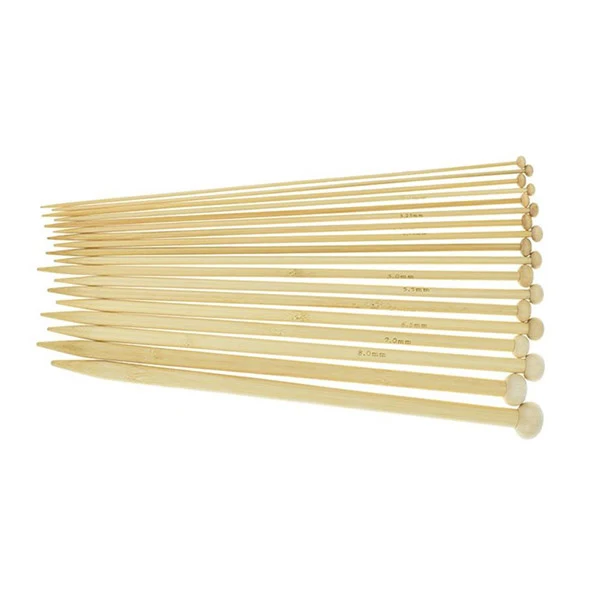 Jumperstokkenset, licht bamboe, 2-10mm, 18 maten, 35 cm