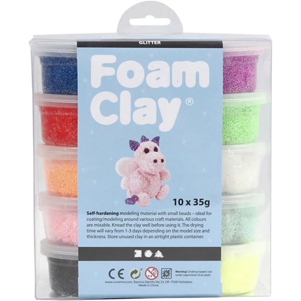 Foam Clay Glitter, 10x35 g