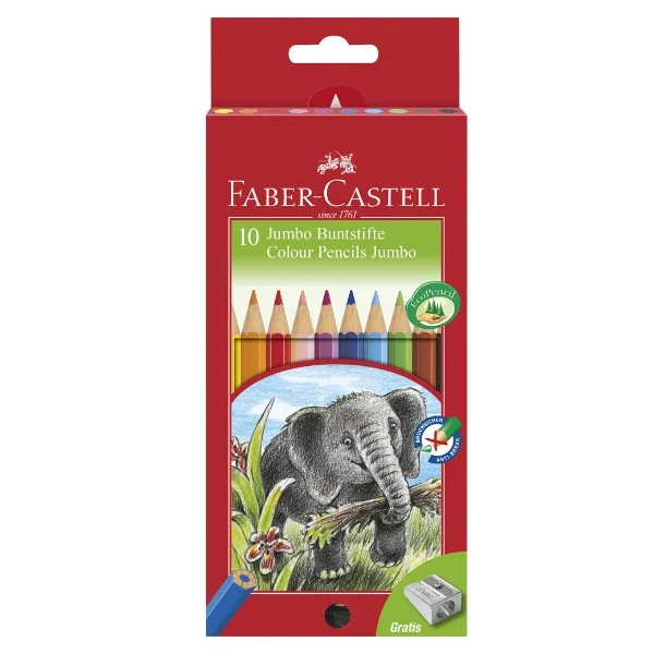 Faber-Castell Farveblyanter Jumbo 10 stk + spidser Elephant
