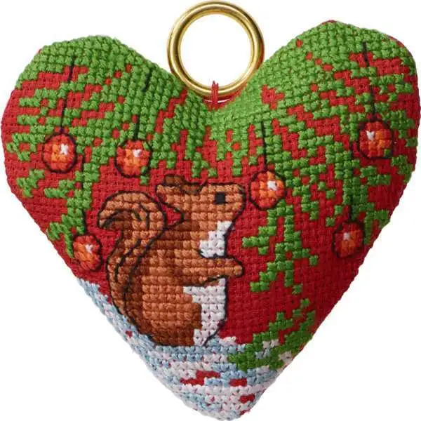 Borduurpakket Kerst hangende eekhoorn in hartje