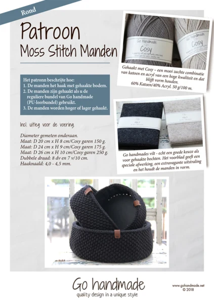 99760 Moss Stitch Mand - Rond