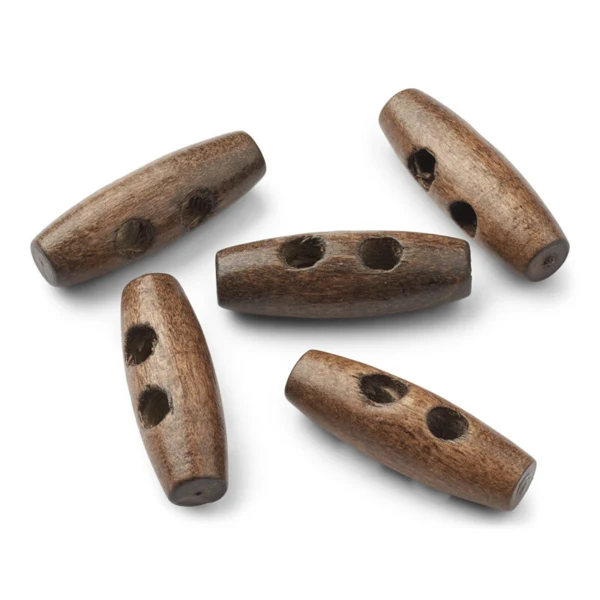 LindeHobby Duffelknopen, Donkerbruin, 30 mm, 5 stuks