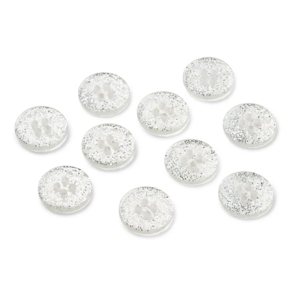 LindeHobby Glitterknopen, Zilver, 15 mm, 10 stuks