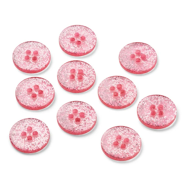 LindeHobby Glitter Knopen, Roze, 15 mm, 10 st