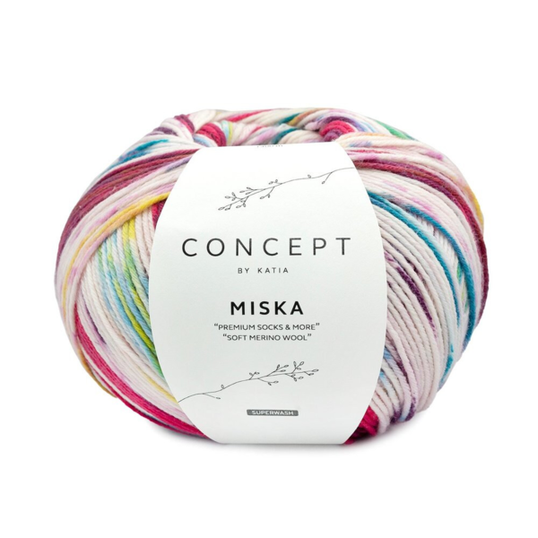 Katia Concept Miska Socks 100 Fuchsia-Parel Braam-Blauwgroen