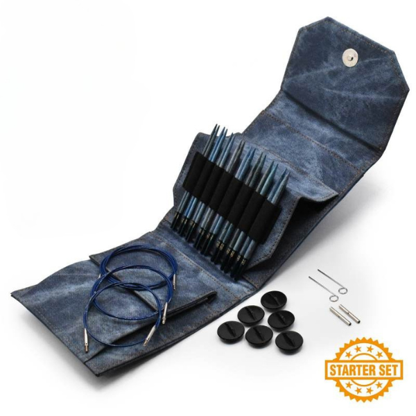 LYKKE Verwisselbare Rondbreinaalden Set Indigo, Starter Set, Blauw, 13 cm