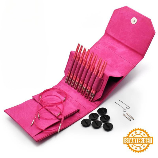 LYKKE Verwisselbare Rondbreinaalden Set Blush, Starter Set, Fuchsia, 13 cm