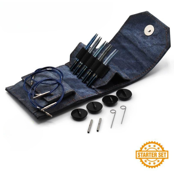 LYKKE Verwisselbare Rondbreinaalden Set, Indigo, Starter Set, Blauw, 9 cm