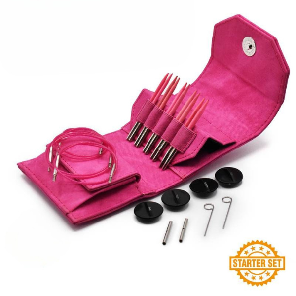 LYKKE Verwisselbare Rondbreinaalden Set Blush, Starter Set, Fuchsia, 9 cm