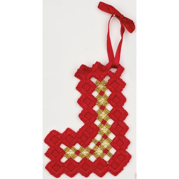 Kerst Hardanger Rood 9 x 9 cm