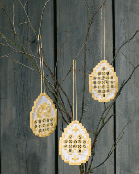 Borduurpakket Paasei Hardanger 3 st 6 x 8,5 cm