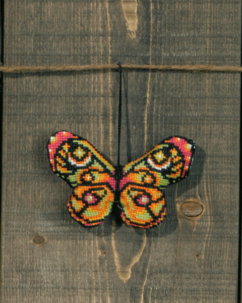 Borduurpakket Vlinder groen roze m 053/99