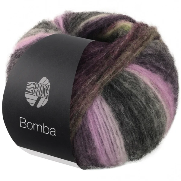 Lana Grossa Bomba 10 Orchidee/bramen/grijsbeige/grijsgroen/donkergrijs