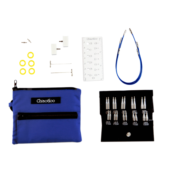 ChiaoGoo Wisselbare Rondbreinaalden Twist Blue Shorties, Small, 5 cm/8 cm