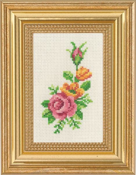 Borduurpakket Rozen en Gele Bloemen 9 x 14 cm