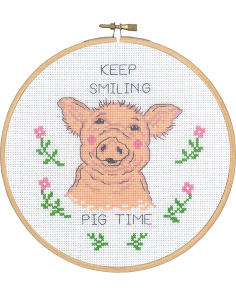 Borduurpakket Keep Smiling Pig Time 5810/18 18Ø
