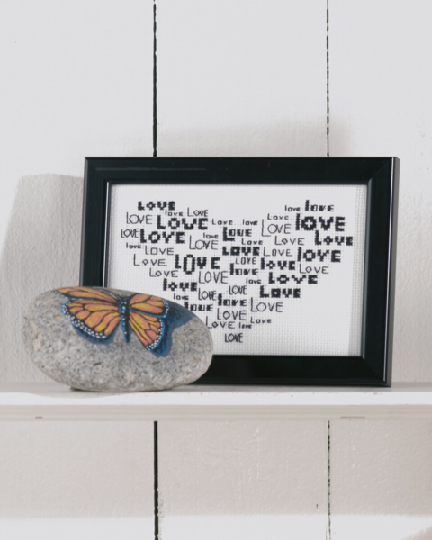 Borduurpakket Liefde in hart 14 x 9 cm