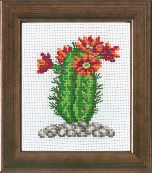 Borduurkit Cactus met oranje R5380 10 x 12 cm