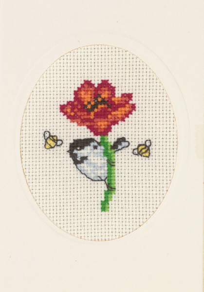 Borduurpakket Bloemenkaart klaproos 9 x 13 cm