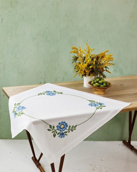 Borduurkit Bloemen in kruissteek 80 x 80 cm