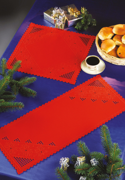 Borduurpakket Loper, rood hardanger 28 x 67 cm