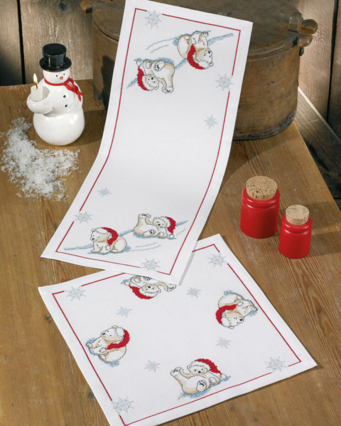 Borduurpakket IJsberen op glad ijs 24 x 62 cm