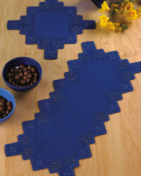 Borduurkit Hardanger donkerblauw 28 x 60 cm