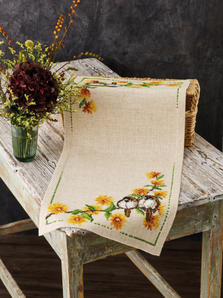 Borduurpakket Ranonkel & Huismus 36 x 86 cm