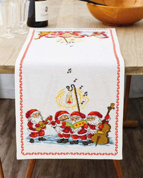 Borduurpakket Kerstmannetjes Orkest 34 x 86 cm