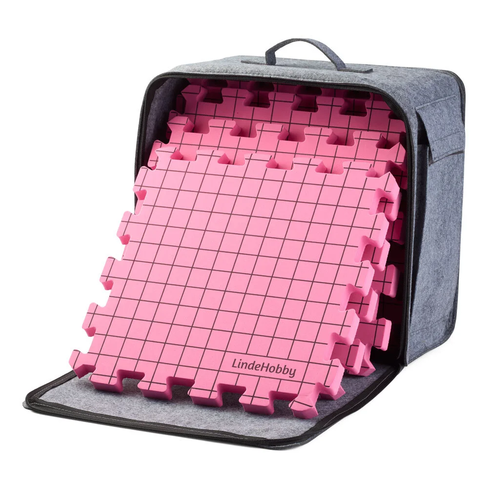LindeHobby Blocking Matten in Vilten Tas met 100 T-Pinnen, Roze - Bestel hier goedkoop