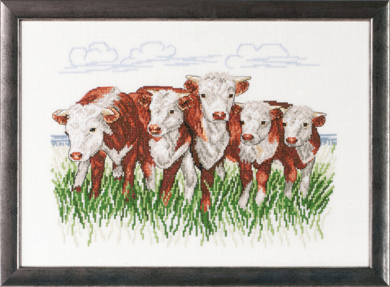 Borduurpakket Hereford koeien R/5344 41 x 29 cm