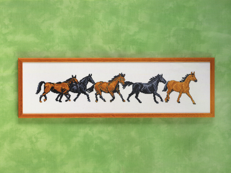 Borduurpakket Paardenrij 59 x 16 cm R5425