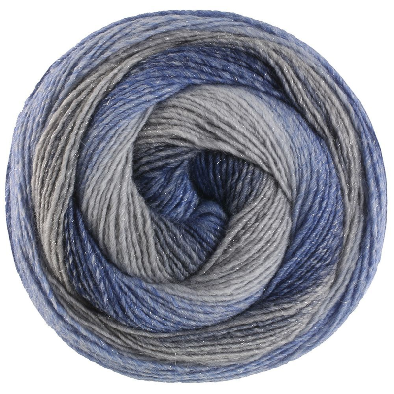 Lana Grossa Gomitolo Gala 4030 Muizengrijs/grijs/staalblauw/marineblauw/saffierblauw/lichtgrijs