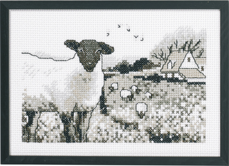 Borduurpakket Schapen in de Weide 20 x 29 cm