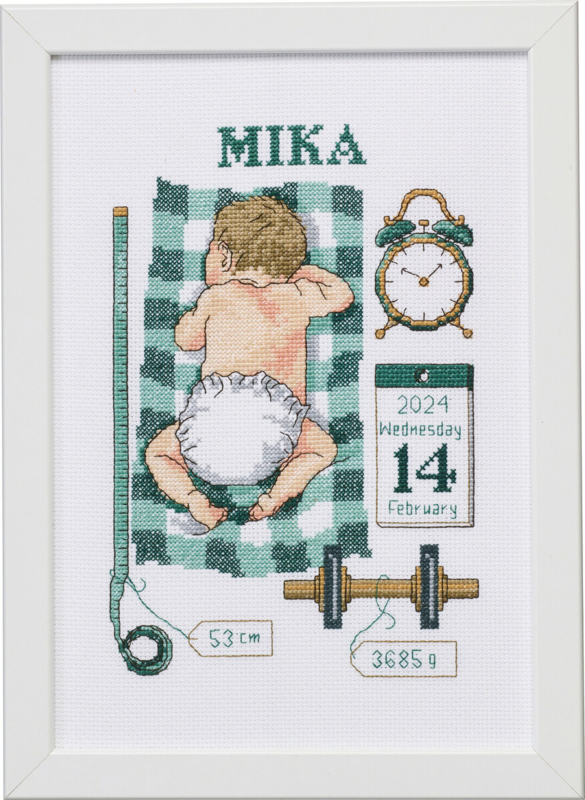 Borduurpakket Doopherinnering Mika 21 x 30 cm