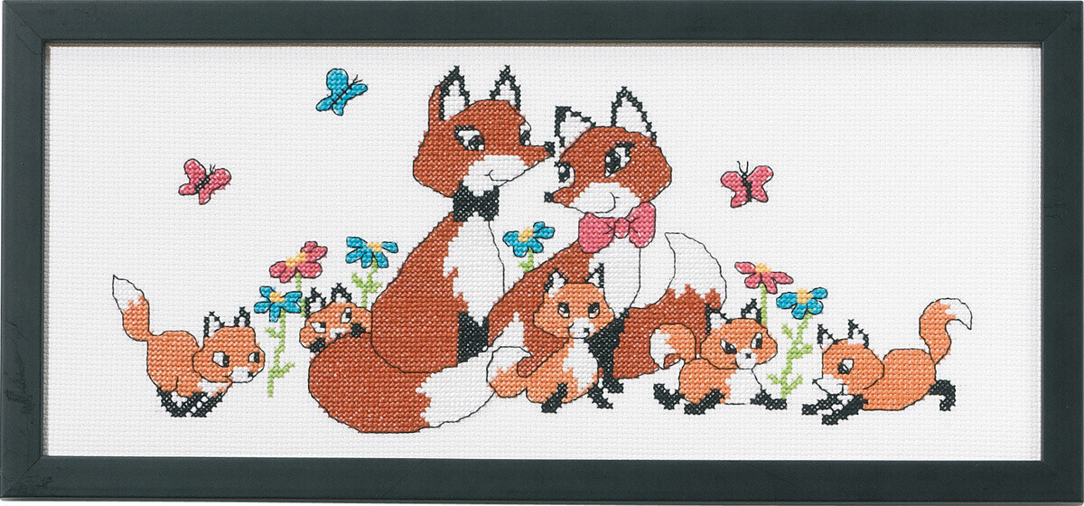 Borduurpakket Vossenfamilie 36 x 15 cm