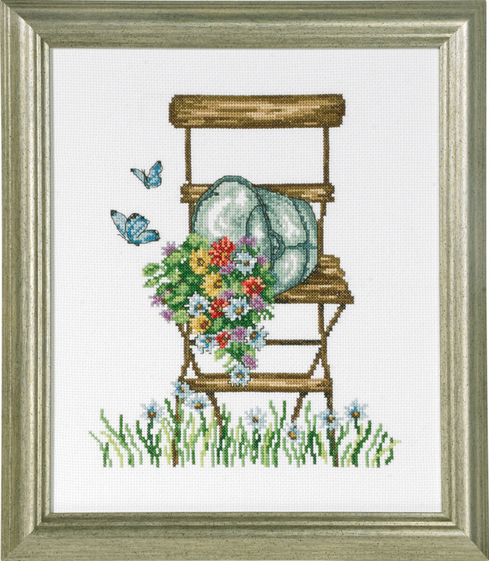 Borduurpakket Stoel met bloemen R5025 26 x 21 cm