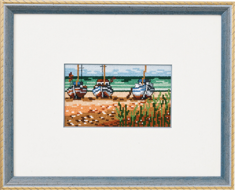 Borduurpakket Boten op het strand R5402/22 23 x 18 cm